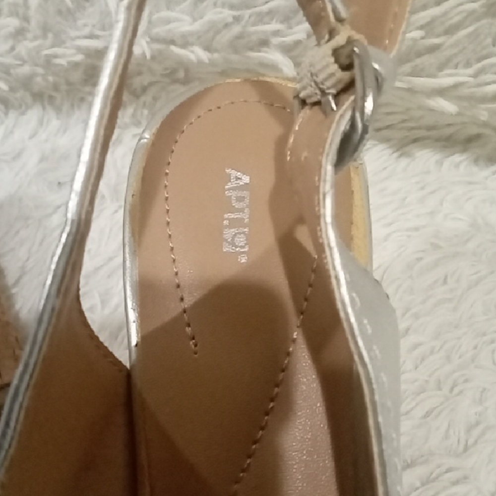 Apt. 9 Silver Peep-Toe Slingback Heels - Picture 2 of 7